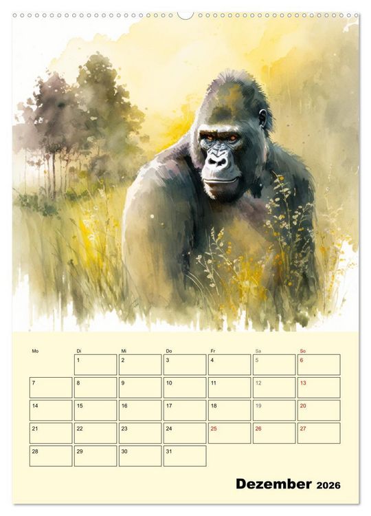 Produktbild: Sch&ouml;ne Aquarelle. Darstellungen von Afrikas Wildtieren (hochwertiger Premium Wandkalender 2026 DIN A2 hoch), Kunstdruck in Hochglanz