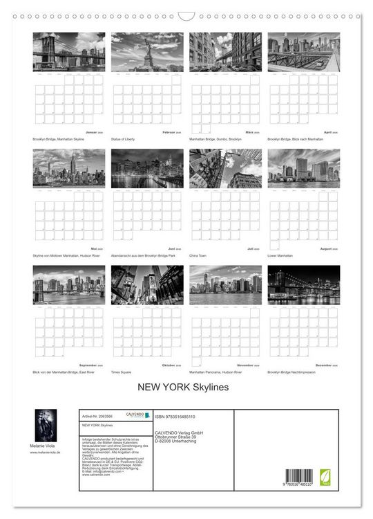 Produktbild: NEW YORK Skylines (Wandkalender 2026 DIN A2 hoch), CALVENDO Monatskalender
