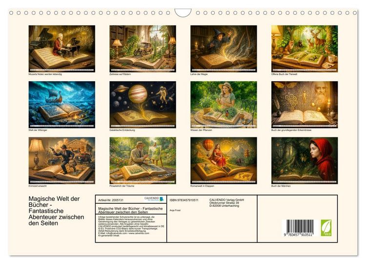 Produktbild: Magische Welt der B&uuml;cher - Fantastische Abenteuer zwischen den Seiten (Wandkalender 2026 DIN A3 quer), CALVENDO Monatskalender