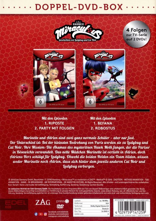 Produktbild: Miraculous 15+16 - Die DVD zur TV-Serie [2 DVDs]