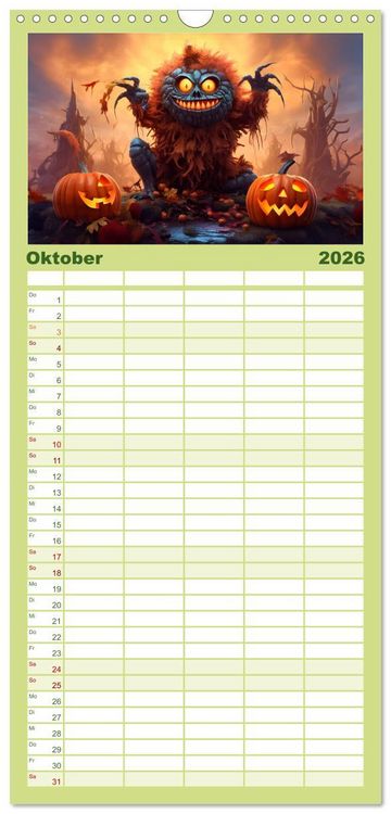 Produktbild: Familienplaner 2026 - Monsterm&auml;&szlig;ig durchs Jahr mit 5 Spalten (Wandkalender, 21 x 45 cm) CALVENDO