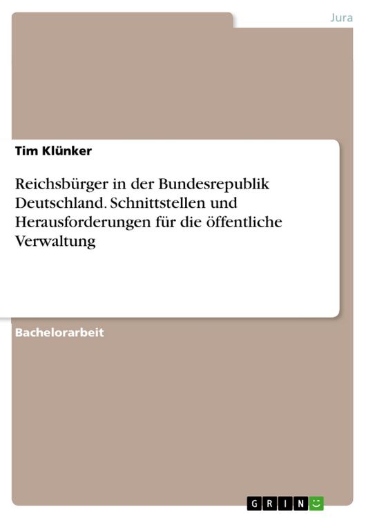 Produktbild: Reichsb&uuml;rger in der Bundesrepublik Deutschland. Schnittstellen und Herausforderungen f&uuml;r die &ouml;ffentliche Verwaltung