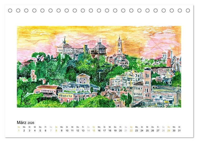 Produktbild: ROM In stillen Aquarellen (Tischkalender 2026 DIN A5 quer), CALVENDO Monatskalender