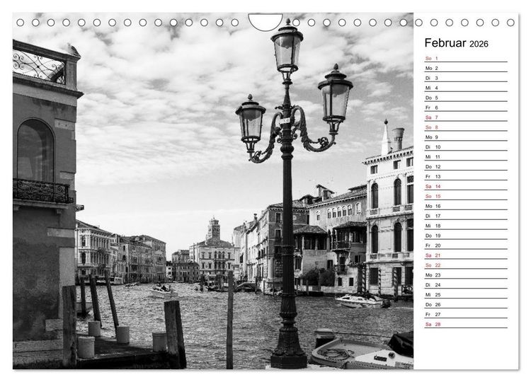 Produktbild: Venedig schwarz-wei&szlig; (Wandkalender 2026 DIN A4 quer), CALVENDO Monatskalender