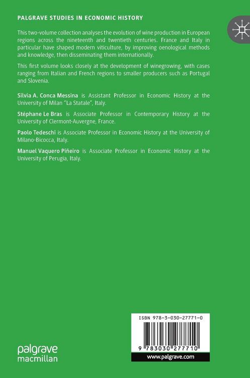 Produktbild: A History of Wine in Europe, 19th to 20th Centuries, Volume I