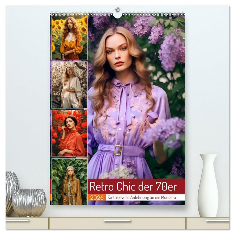 Produktbild: Retro Chic der 70er Retro Chic der 70er Fantasievolle Anlehnung an die Mode&auml;ra (hochwertiger Premium Wandkalender 2026 DIN A2 hoch), Kunstdruck in Hochglanz