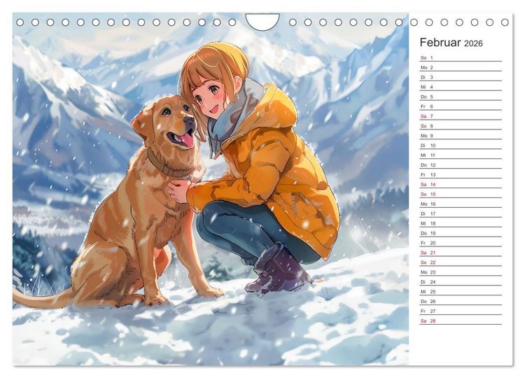 Produktbild: Anime-Freunde - Terminplaner mit niedlichen Tierfreundschaften (Wandkalender 2026 DIN A4 quer), CALVENDO Monatskalender