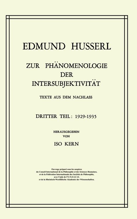 Produktbild: Zur Ph&auml;nomenologie der Intersubjektivit&auml;t