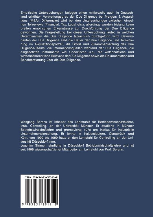 Produktbild: Due Diligence bei Unternehmensakquisitionen &ndash; eine empirische Untersuchung