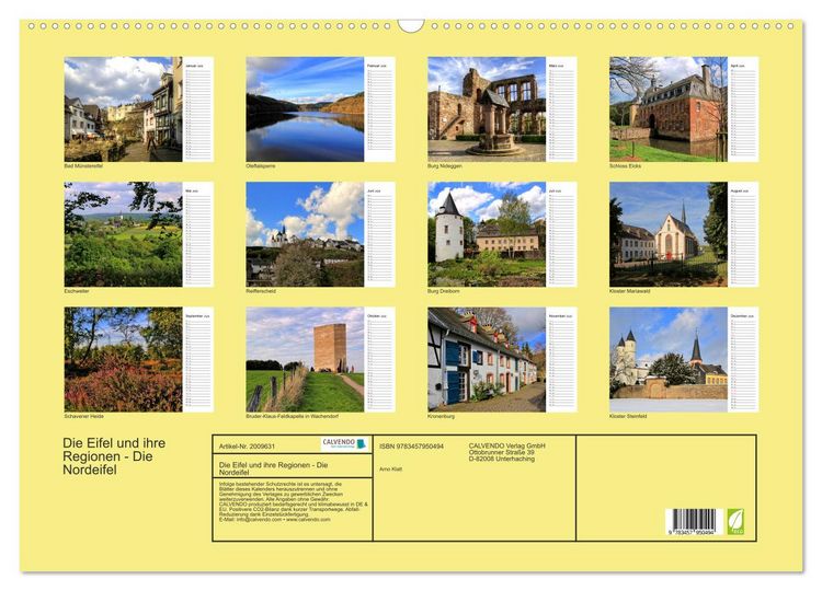 Produktbild: Die Eifel und ihre Regionen - Die Nordeifel (Wandkalender 2026 DIN A2 quer), CALVENDO Monatskalender