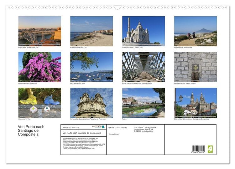 Produktbild: Von Porto nach Santiago de Compostela (Wandkalender 2026 DIN A2 quer), CALVENDO Monatskalender
