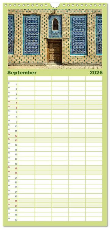 Produktbild: Familienplaner 2026 - Usbekistan und seine Kultursch&auml;tze mit 5 Spalten (Wandkalender, 21 x 45 cm) CALVENDO