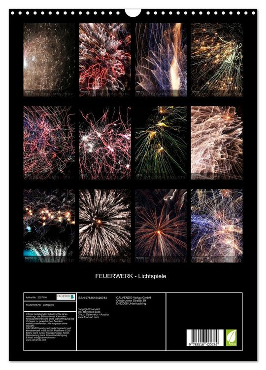 Produktbild: FEUERWERK - Lichtspiele (Wandkalender 2026 DIN A3 hoch), CALVENDO Monatskalender