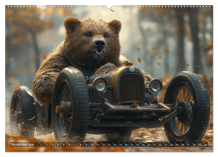 Produktbild: Tierische Rennfahrer - Mit Tieren im Oldtimer durch das Jahr (hochwertiger Premium Wandkalender 2026 DIN A2 quer), Kunstdruck in Hochglanz