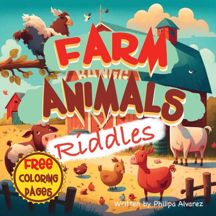 Produktbild: Farm Animals Riddles and Coloring Pages for Kids