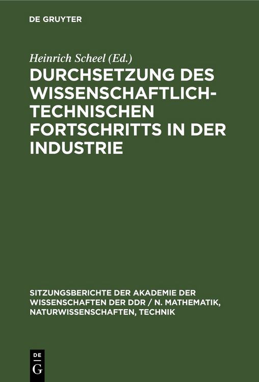Produktbild: Durchsetzung des wissenschaftlich-technischen Fortschritts in der Industrie