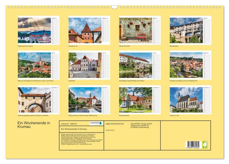 Produktbild: Ein Wochenende in Krumau (Wandkalender 2026 DIN A2 quer), CALVENDO Monatskalender