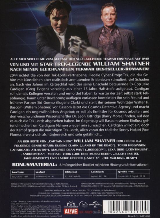 Produktbild: TekWar - Box 1/2 Die komplette Spielfilm-Quadrologie [2 DVDs]
