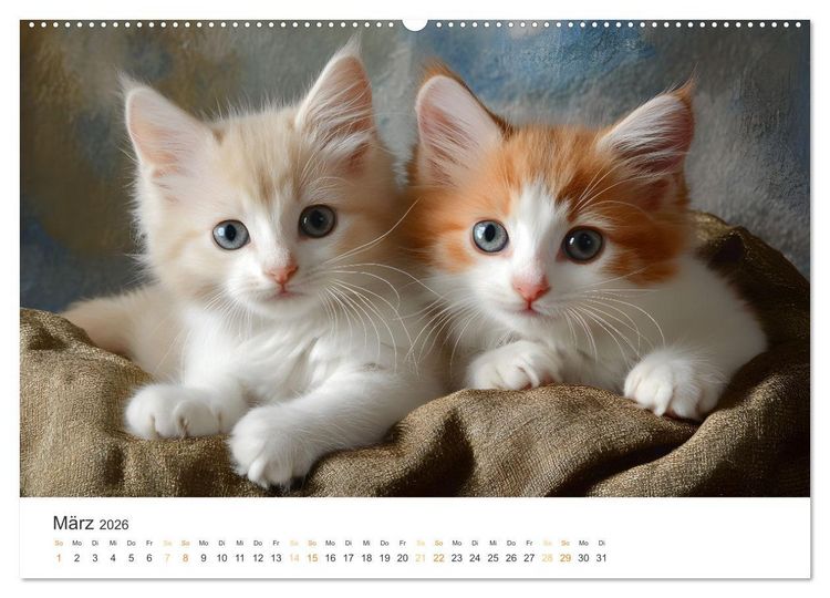Produktbild: Zauberhafte Katzenbabys (hochwertiger Premium Wandkalender 2026 DIN A2 quer), Kunstdruck in Hochglanz