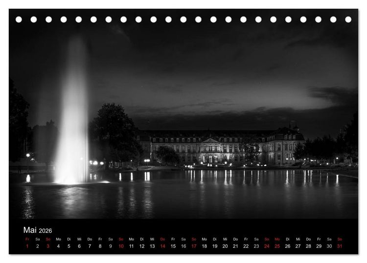 Produktbild: Stuttgart bei Nacht (Tischkalender 2026 DIN A5 quer), CALVENDO Monatskalender