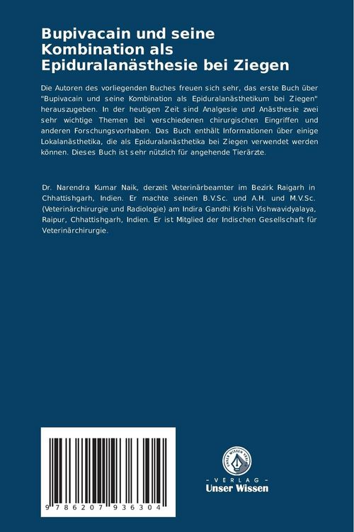 Produktbild: Bupivacain und seine Kombination als Epiduralan&auml;sthesie bei Ziegen