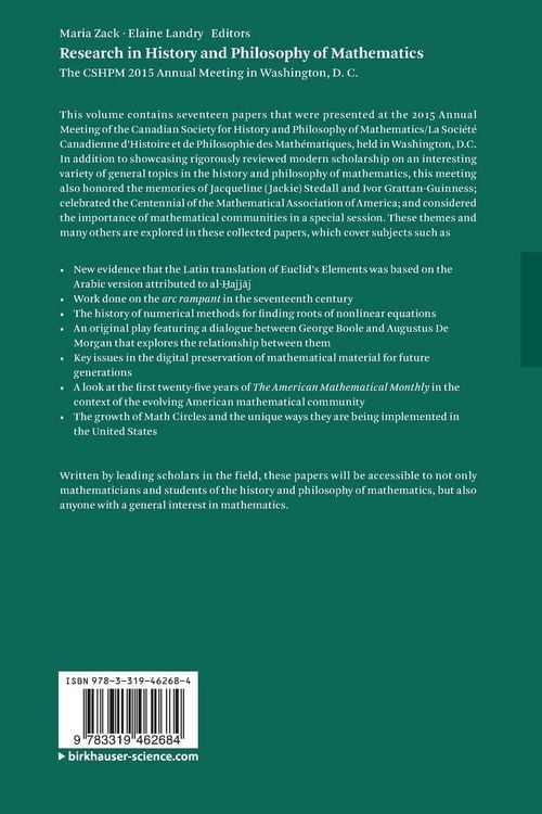 Produktbild: Research in History and Philosophy of Mathematics