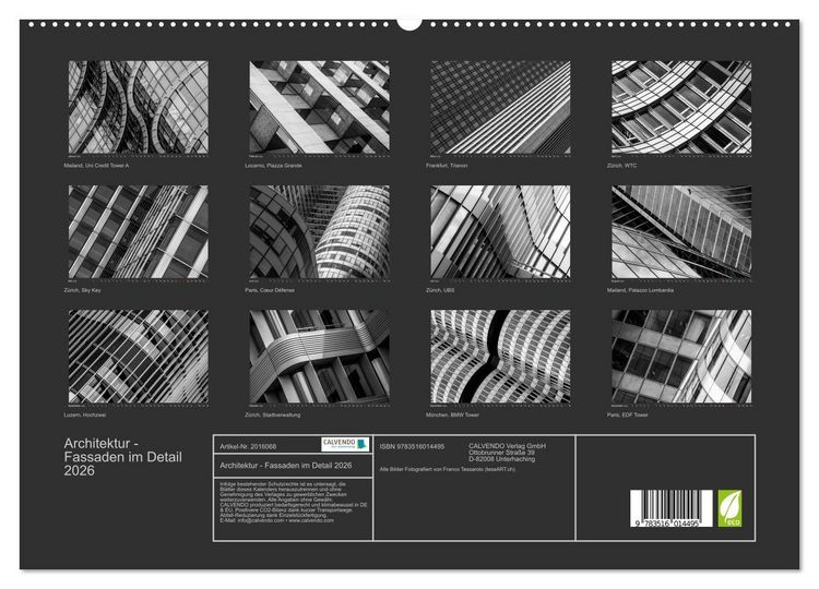 Produktbild: Architektur - Fassaden im Detail 2026 (hochwertiger Premium Wandkalender 2026 DIN A2 quer), Kunstdruck in Hochglanz