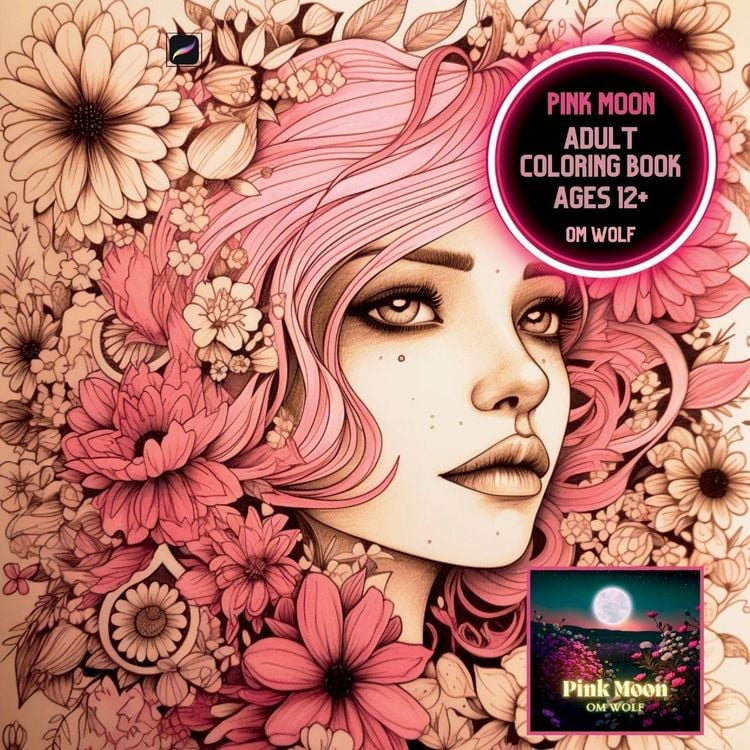 Produktbild: Pink Moon Adult Coloring Book