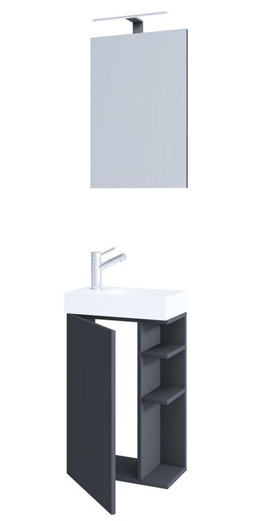 Produktbild: 2-tlg G&auml;ste WC Badm&ouml;bel Waschtisch Lumia Spiegel