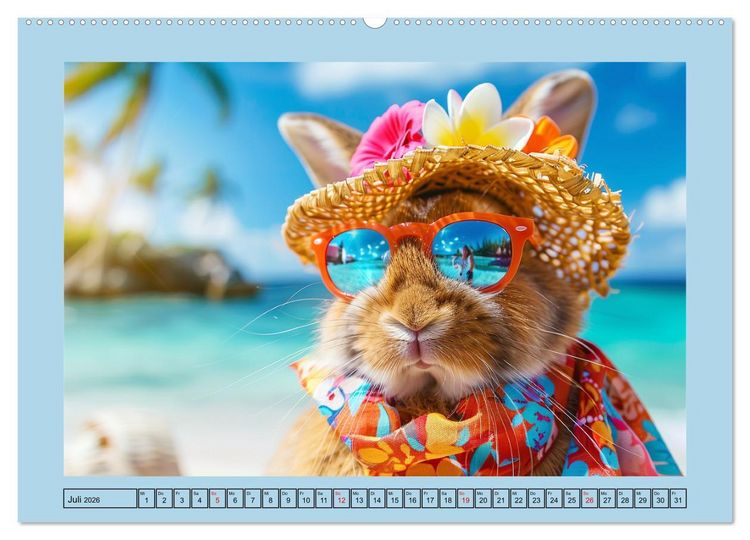 Produktbild: Kaninchen auf modischer Mission (Wandkalender 2026 DIN A2 quer), CALVENDO Monatskalender
