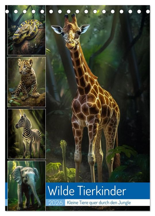 Produktbild: Wilde Tierkinder (Tischkalender 2026 DIN A5 hoch), CALVENDO Monatskalender