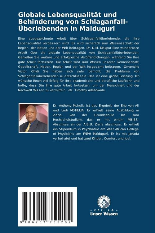 Produktbild: Globale Lebensqualit&auml;t und Behinderung von Schlaganfall-&Uuml;berlebenden in Maiduguri