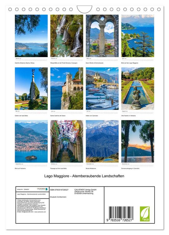 Produktbild: Lago Maggiore - Atemberaubende Landschaften (Wandkalender 2026 DIN A4 hoch), CALVENDO Monatskalender