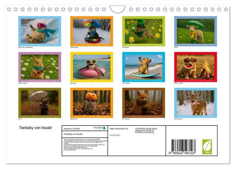 Produktbild: Tierbaby von heute! (Wandkalender 2026 DIN A4 quer), CALVENDO Monatskalender