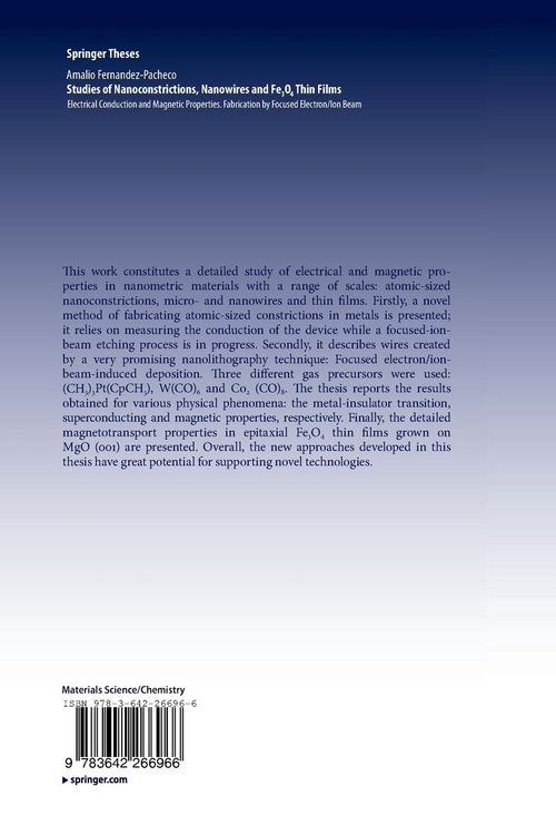 Produktbild: Studies of Nanoconstrictions, Nanowires and Fe3O4 Thin Films