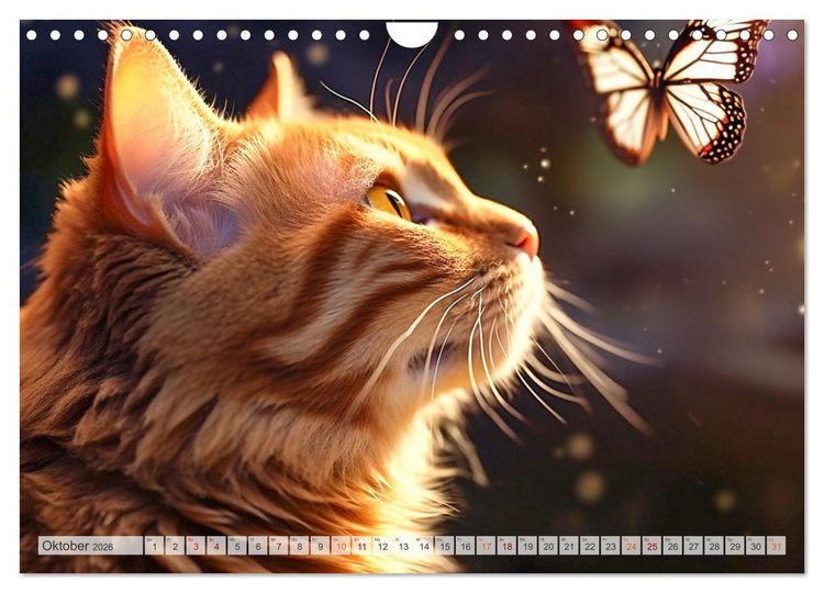 Produktbild: Die Katze und der Schmetterling (Wandkalender 2026 DIN A4 quer), CALVENDO Monatskalender