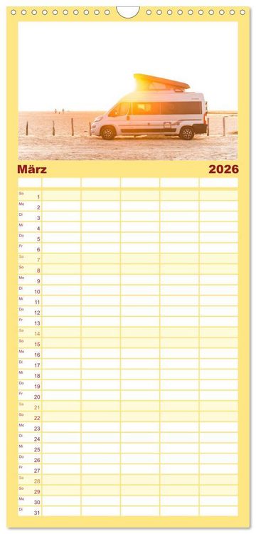 Produktbild: Familienplaner 2026 - Vanlife - Gl&uuml;cklich auf vier R&auml;dern mit 5 Spalten (Wandkalender, 21 x 45 cm) CALVENDO