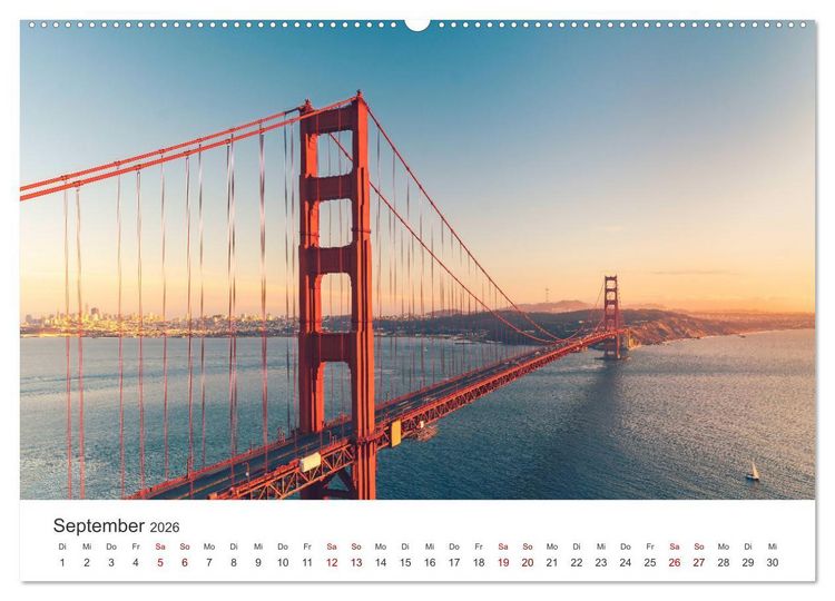 Produktbild: Golden Gate Bridge - Das ber&uuml;hmte Wahrzeichen von San Francisco. (hochwertiger Premium Wandkalender 2026 DIN A2 quer), Kunstdruck in Hochglanz