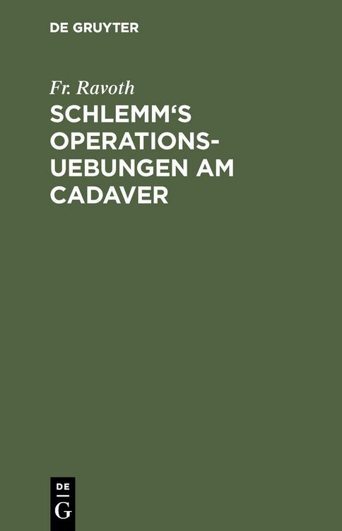 Produktbild: Schlemm's Operations-Uebungen am Cadaver