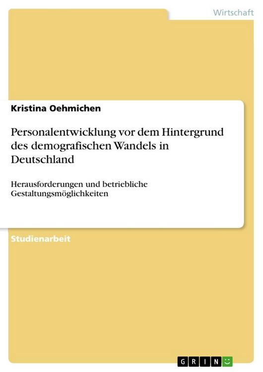 Produktbild: Personalentwicklung vor dem Hintergrund des demografischen Wandels in Deutschland