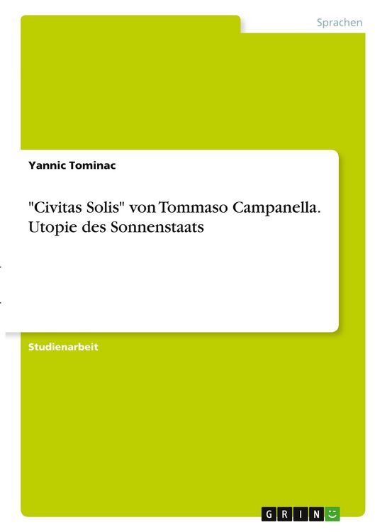 Produktbild: "Civitas Solis" von Tommaso Campanella. Utopie des Sonnenstaats