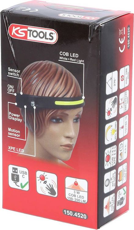 Produktbild: KS Tools LED Stirnlampe akkubetrieben 350lm 8h 150.4520