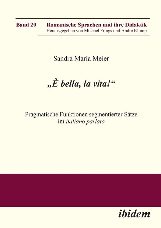 Produktbild: Meier, S: &iquest;&Egrave; bella, la vita!" Pragmatische Funktionen segmen
