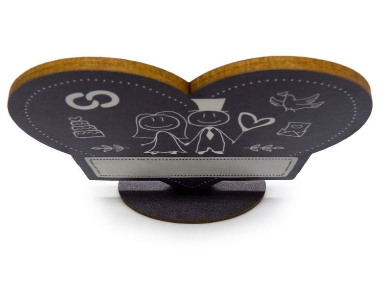 Produktbild: familiawedding 10 Tischkarten zur Hochzeit black doodle Herz-Design