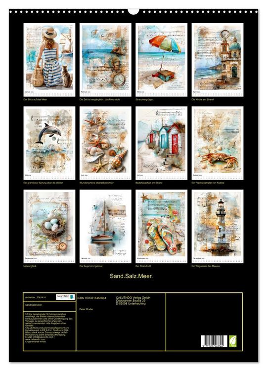 Produktbild: Sand.Salz.Meer. (Wandkalender 2026 DIN A2 hoch), CALVENDO Monatskalender