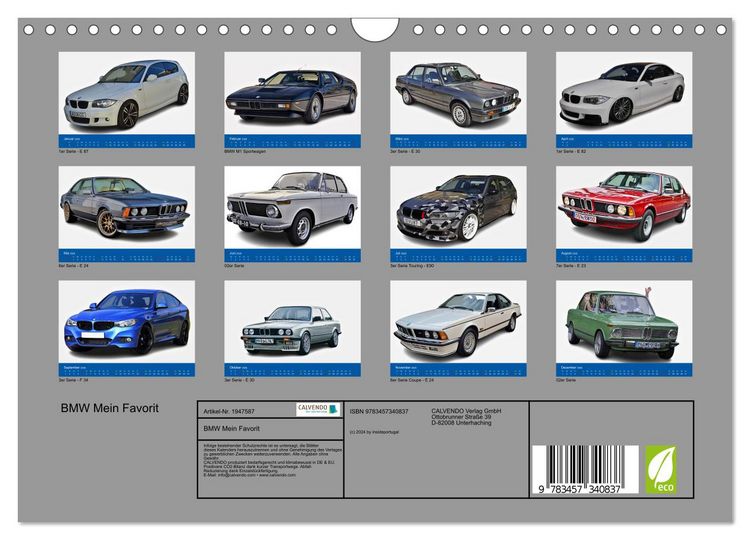 Produktbild: BMW Mein Favorit (Wandkalender 2026 DIN A4 quer), CALVENDO Monatskalender