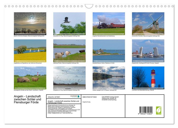 Produktbild: Angeln - Landschaft zwischen Schlei und Flensburger F&ouml;rde (Wandkalender 2026 DIN A3 quer), CALVENDO Monatskalender