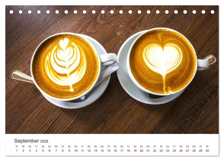 Produktbild: Kaffeekunst - Purer Genuss (Tischkalender 2026 DIN A5 quer), CALVENDO Monatskalender
