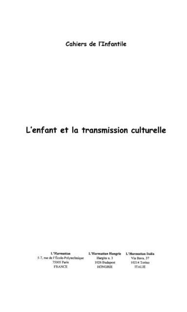 Produktbild: Enfant et la transmission culturelle