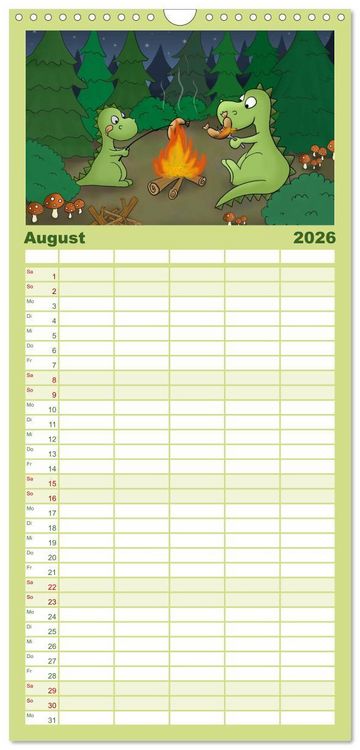 Produktbild: Familienplaner 2026 - Der kleine Drache mit 5 Spalten (Wandkalender, 21 x 45 cm) CALVENDO